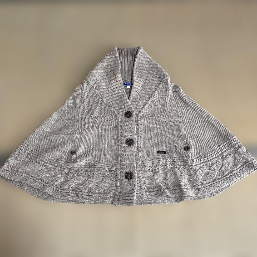 美品 バーバリー　ブルーレーベル 　ケーブル編み ニット　ポンチョ