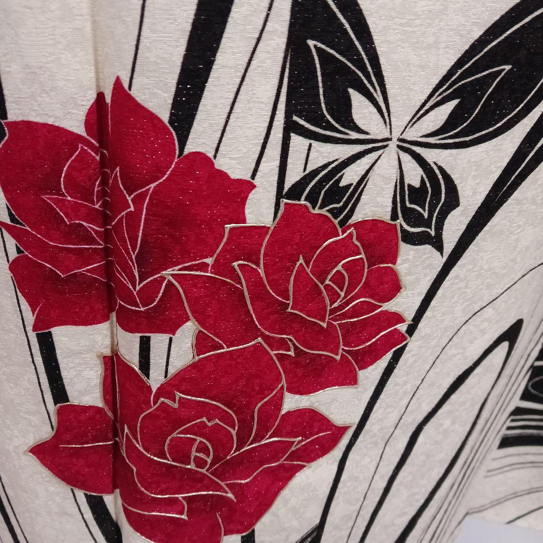 赤白黒　ラメ振袖　フルセット