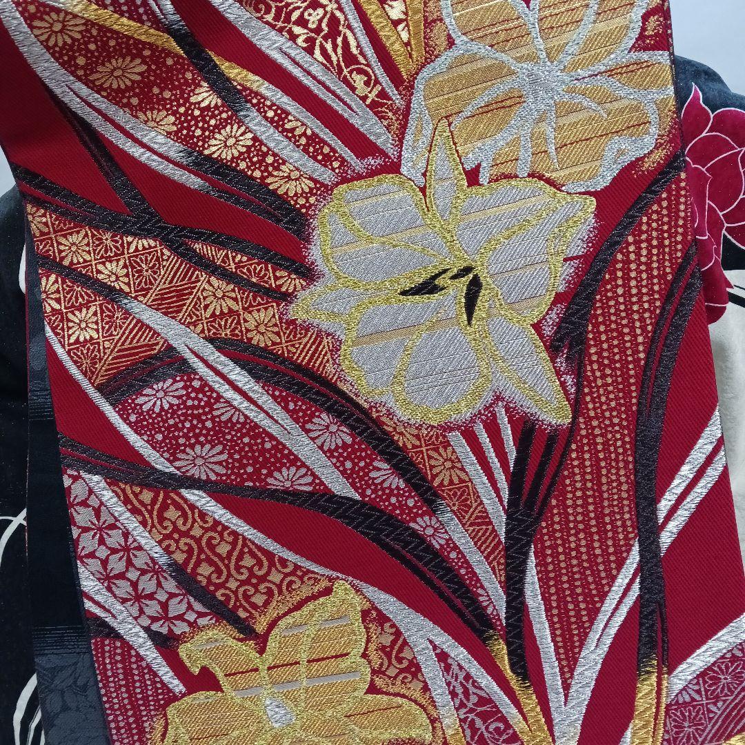 赤白黒　ラメ振袖　フルセット