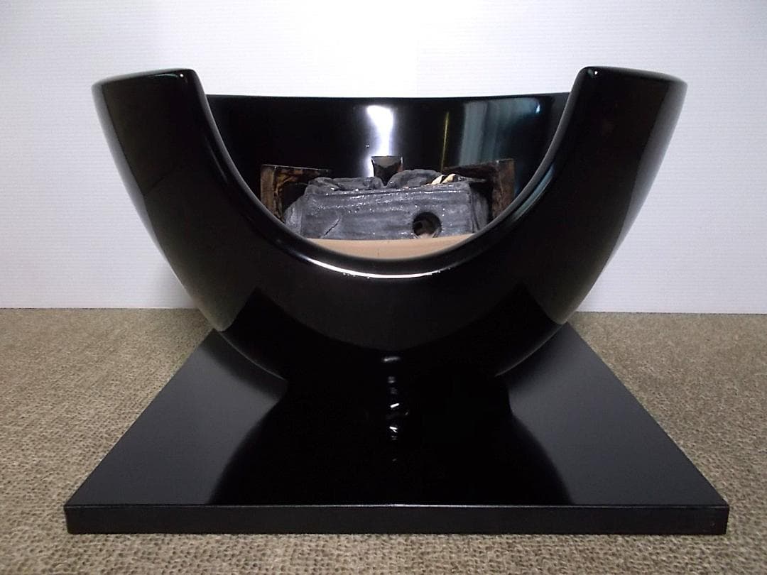 茶道具 南部霰鉄瓶 アラレ鉄瓶 在銘 黒真塗 風炉型野々田電熱器 動作品