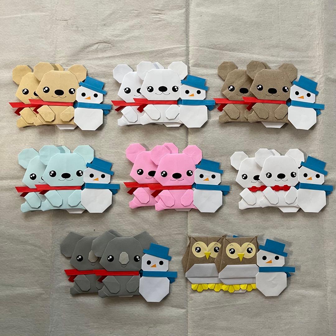 ハンドメイド 折り紙/くまちゃん達の冬
