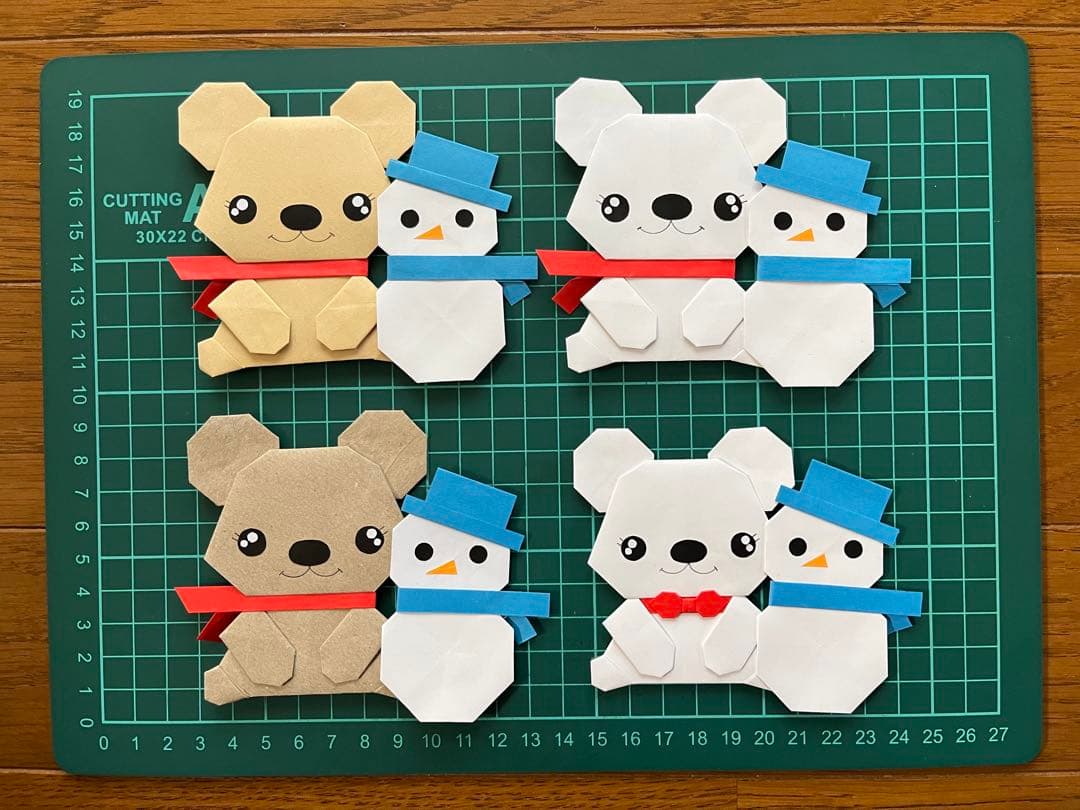ハンドメイド 折り紙/くまちゃん達の冬