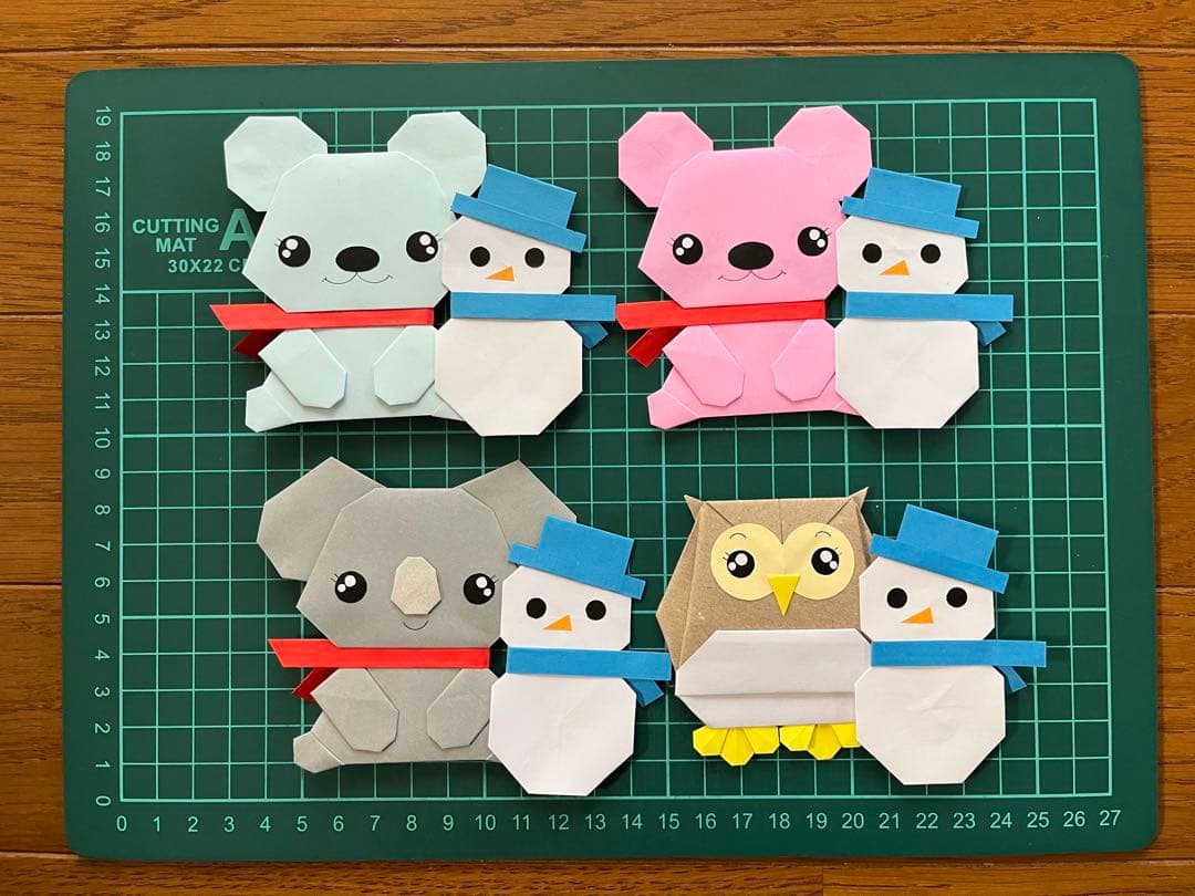 ハンドメイド 折り紙/くまちゃん達の冬