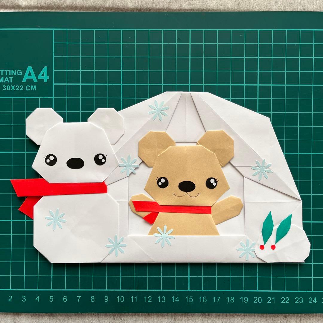 ハンドメイド 折り紙/くまちゃん達の冬