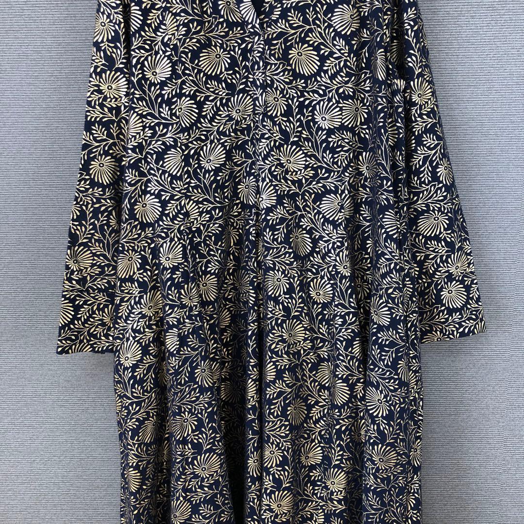 ヌキテパ Foil Flower Print Panel Dress ゴールド
