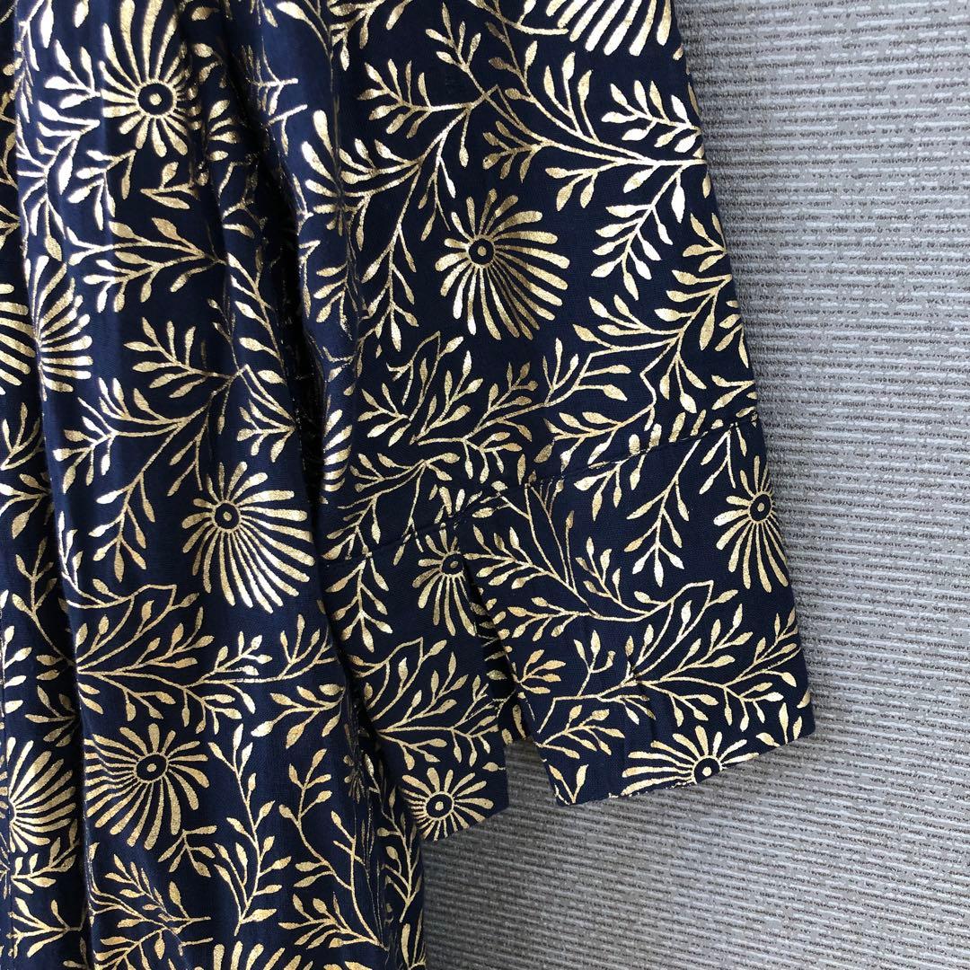 ヌキテパ Foil Flower Print Panel Dress ゴールド
