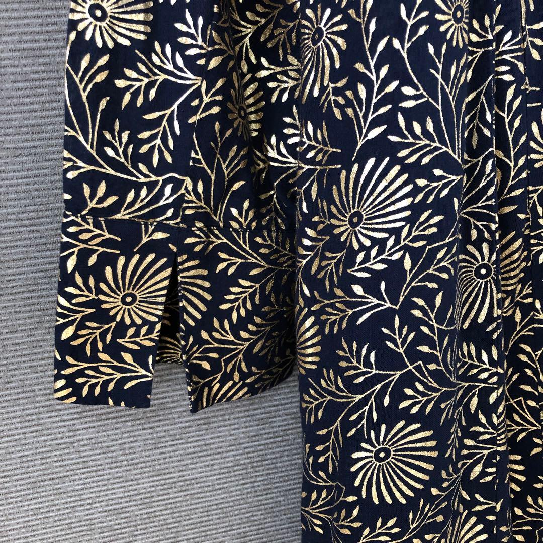 ヌキテパ Foil Flower Print Panel Dress ゴールド