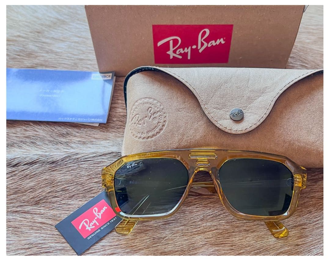 Ray-Ban スクエアサングラス 透明黄褐色