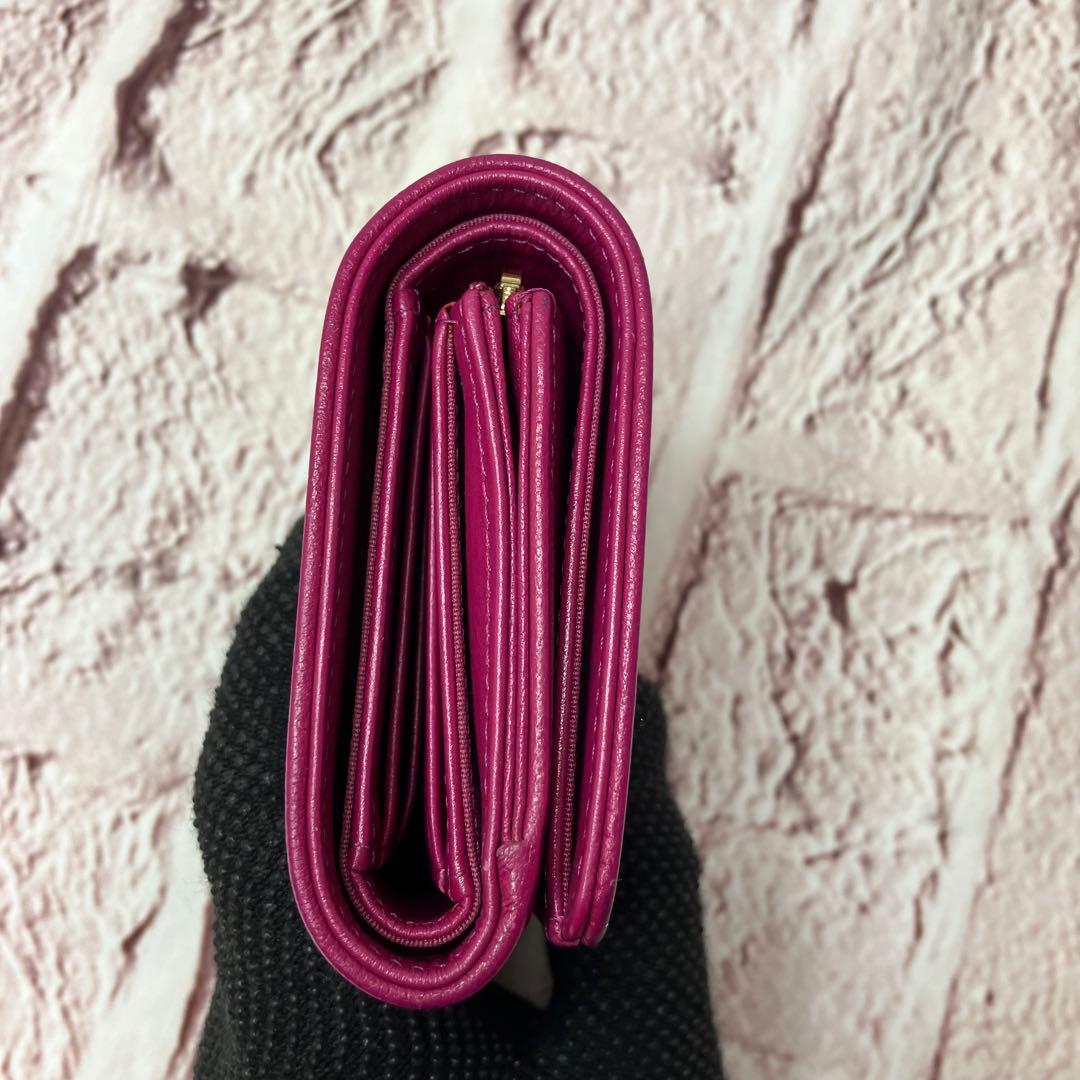 美品✨シャネル ココマーク 三つ折り財布 エンボス ステッチ レザー 正規品