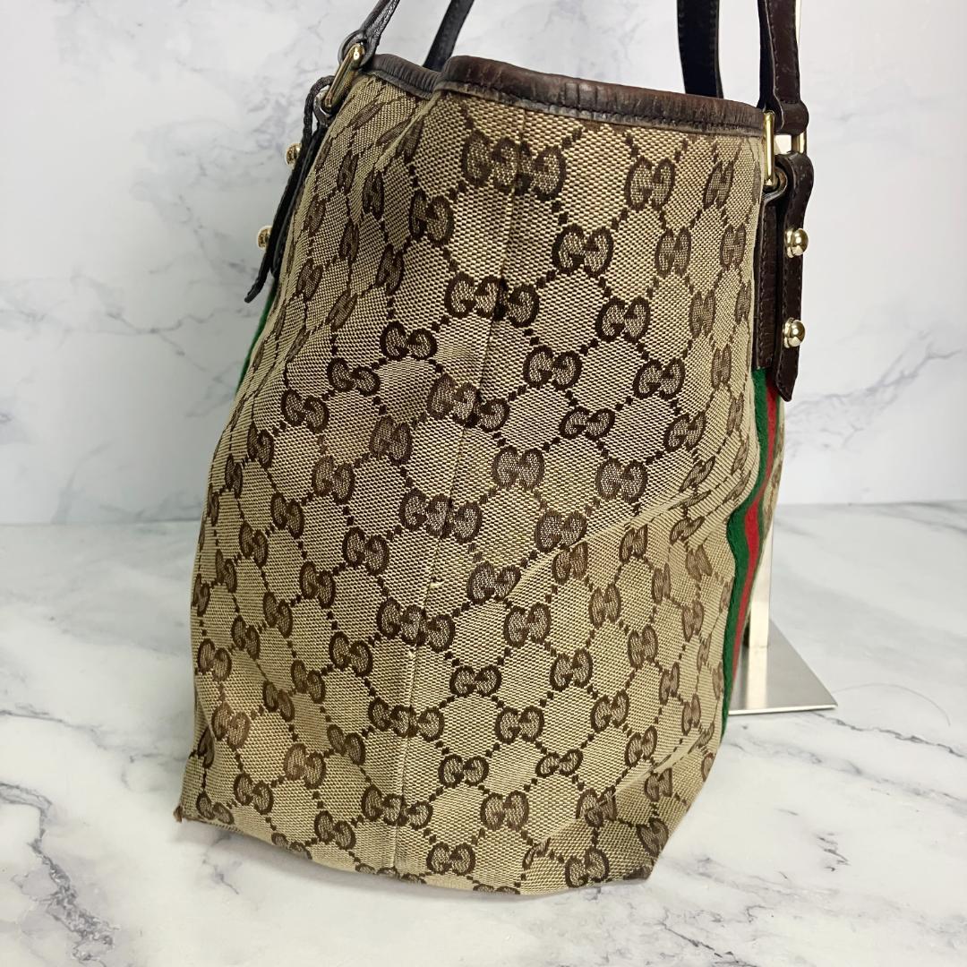 B923【人気】GUCCI★GG柄 シェリーライン トートバッグ チャーム付き
