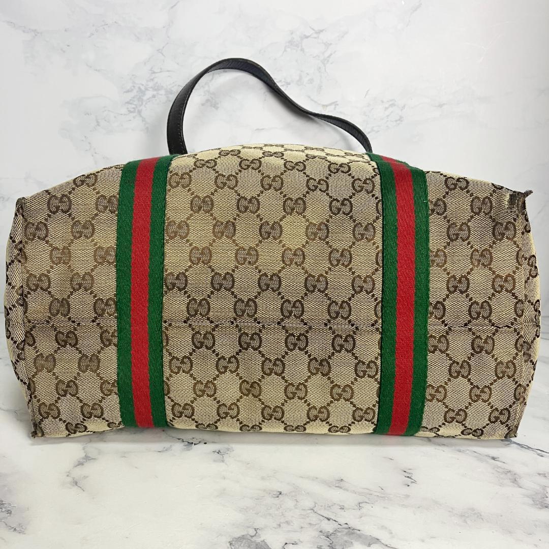 B923【人気】GUCCI★GG柄 シェリーライン トートバッグ チャーム付き