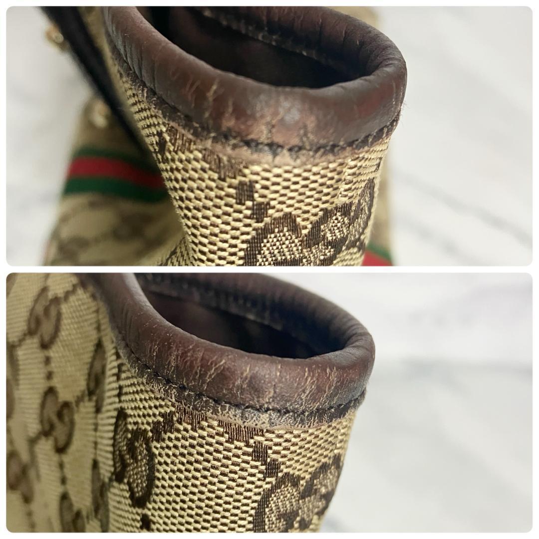 B923【人気】GUCCI★GG柄 シェリーライン トートバッグ チャーム付き