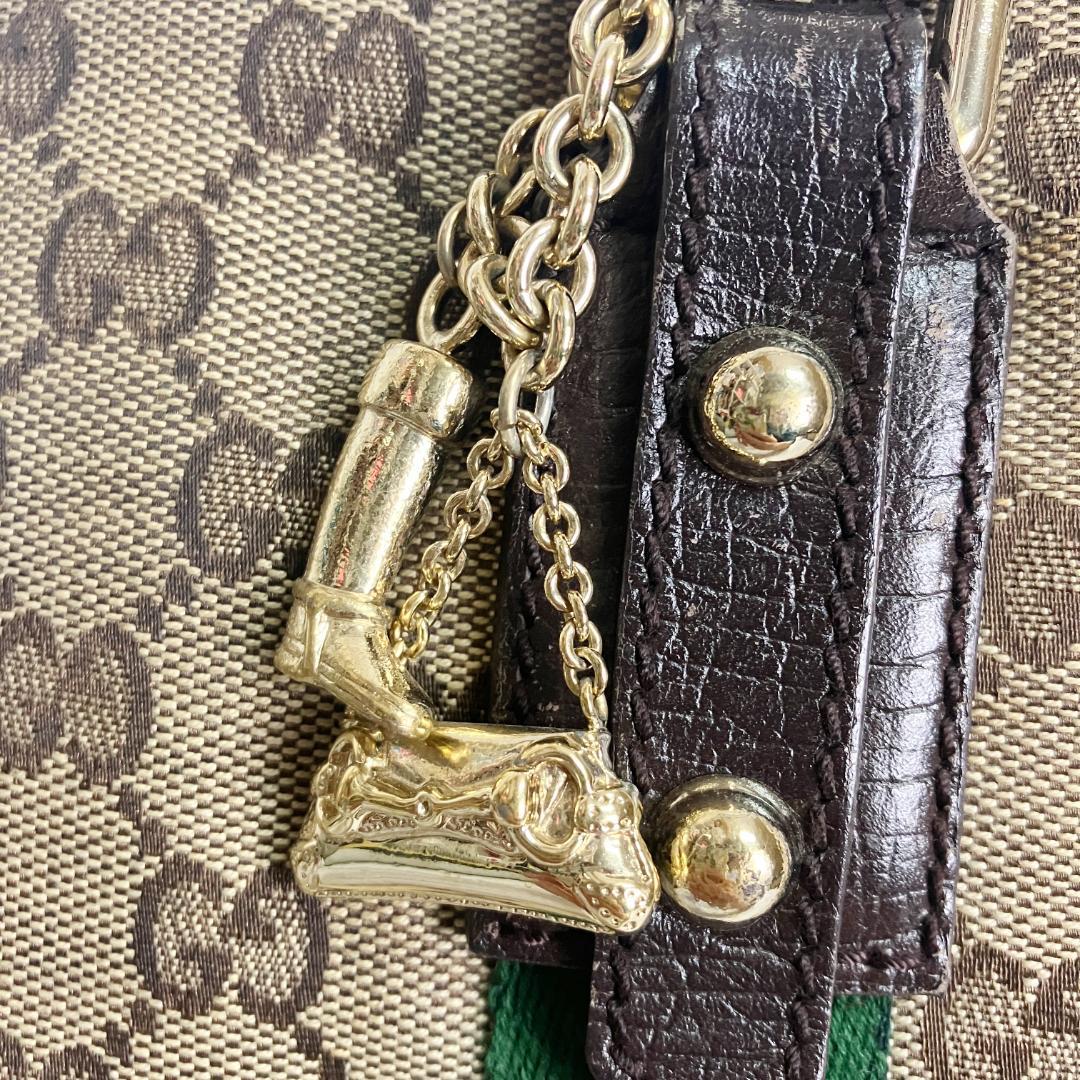 B923【人気】GUCCI★GG柄 シェリーライン トートバッグ チャーム付き