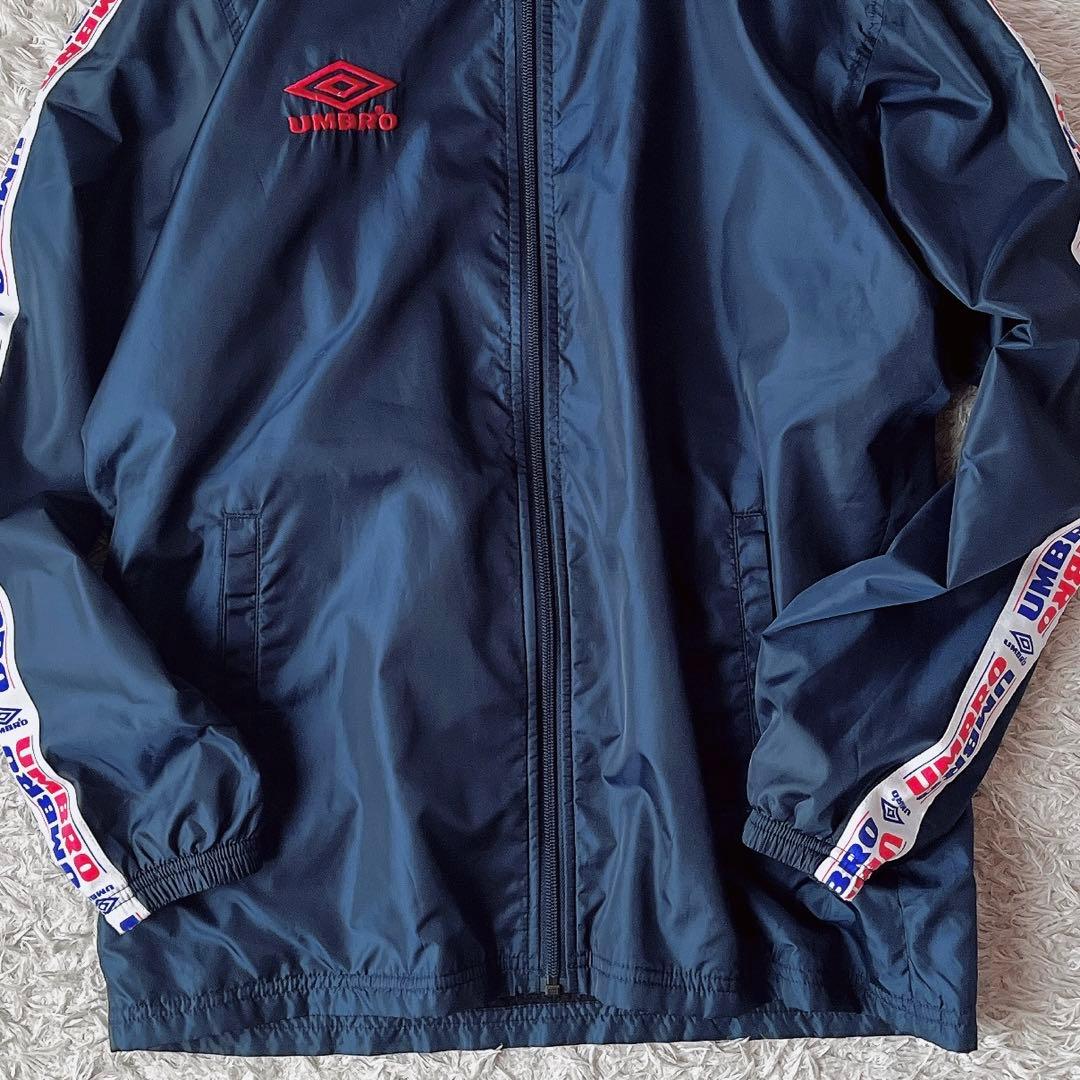 【美品】アンブロ ウインドスーツ ナイロン上下セットアップ ウインドブレーカー紺