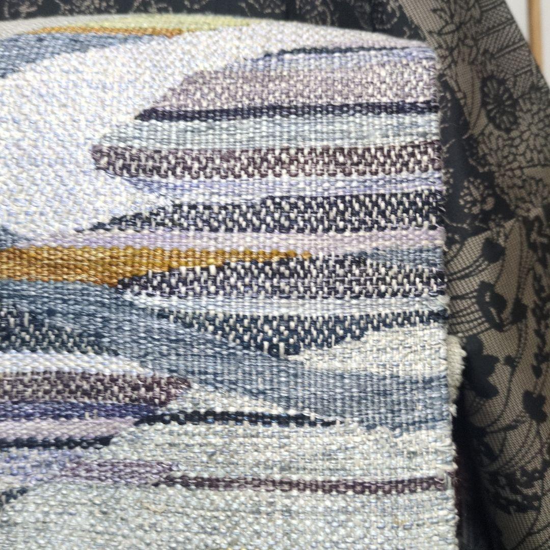 美品 紬 八寸名古屋帯 長尺 387 やまとガード加工