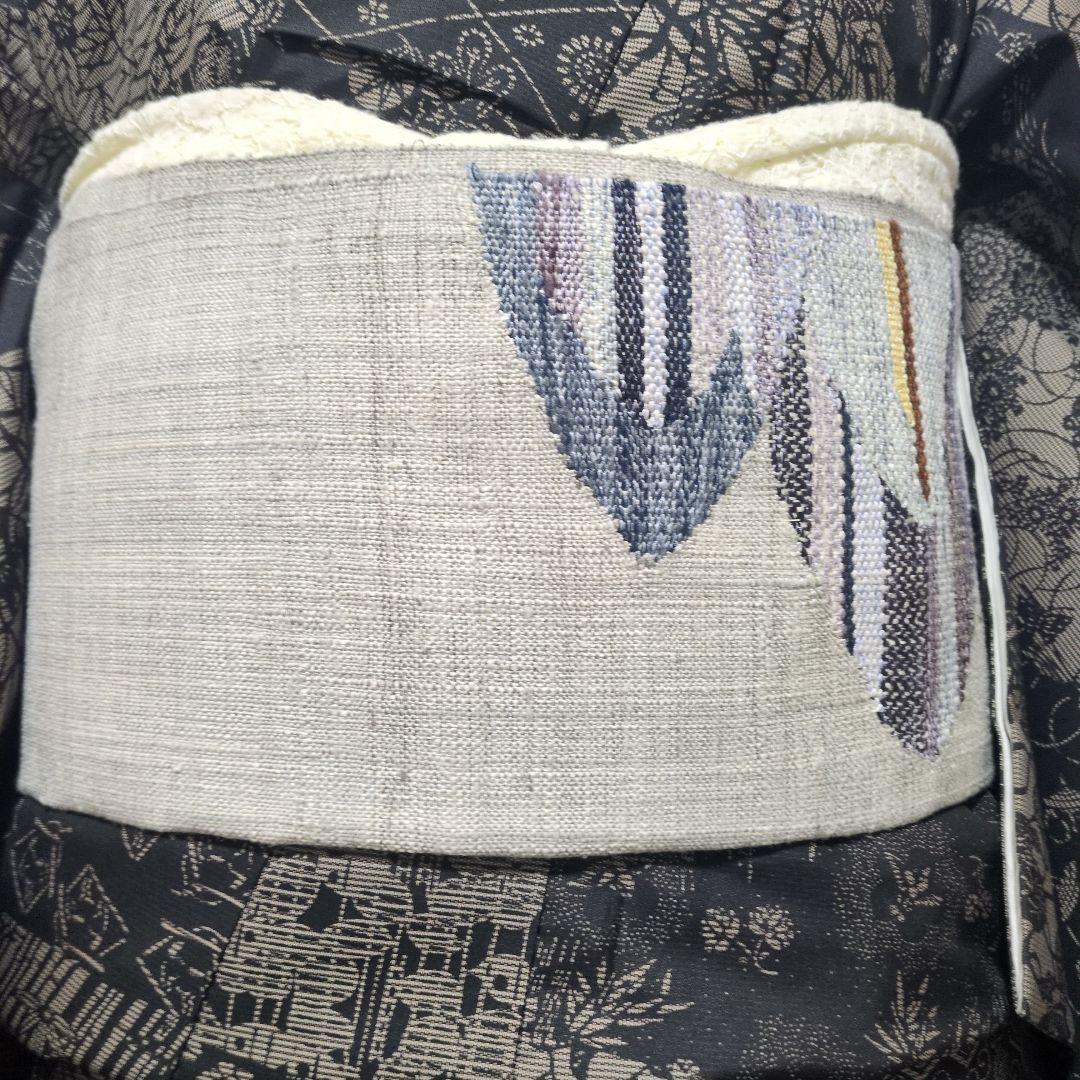 美品 紬 八寸名古屋帯 長尺 387 やまとガード加工