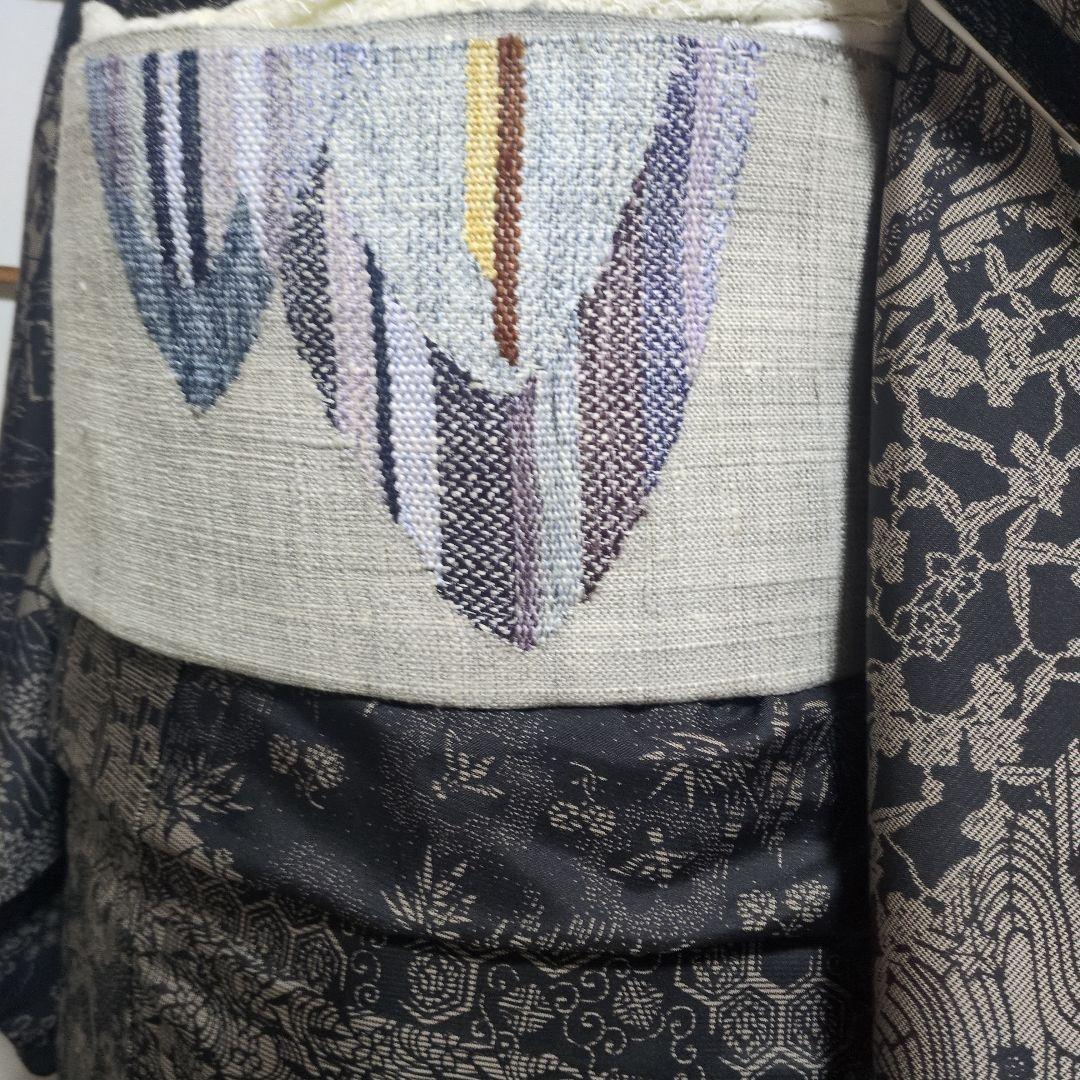 美品 紬 八寸名古屋帯 長尺 387 やまとガード加工