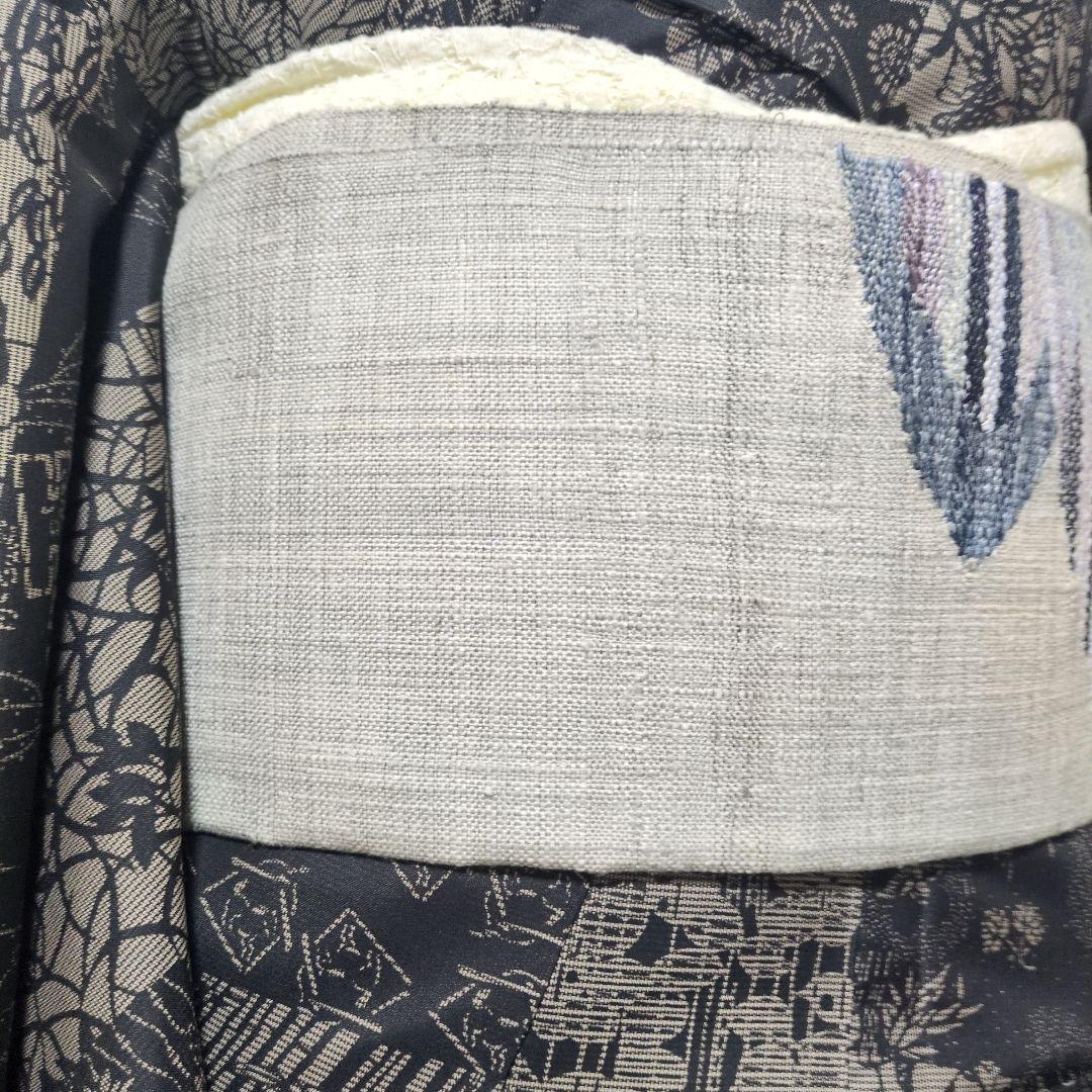 美品 紬 八寸名古屋帯 長尺 387 やまとガード加工