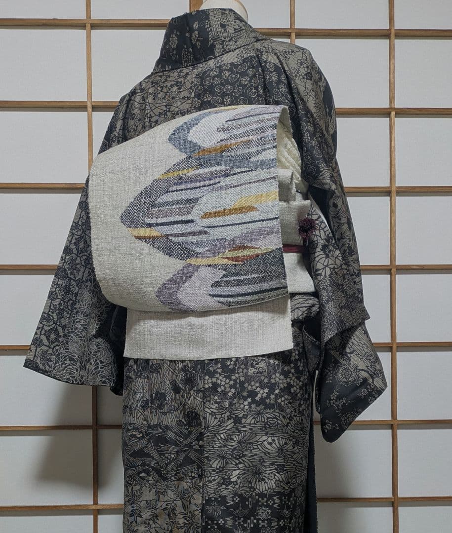 美品 紬 八寸名古屋帯 長尺 387 やまとガード加工