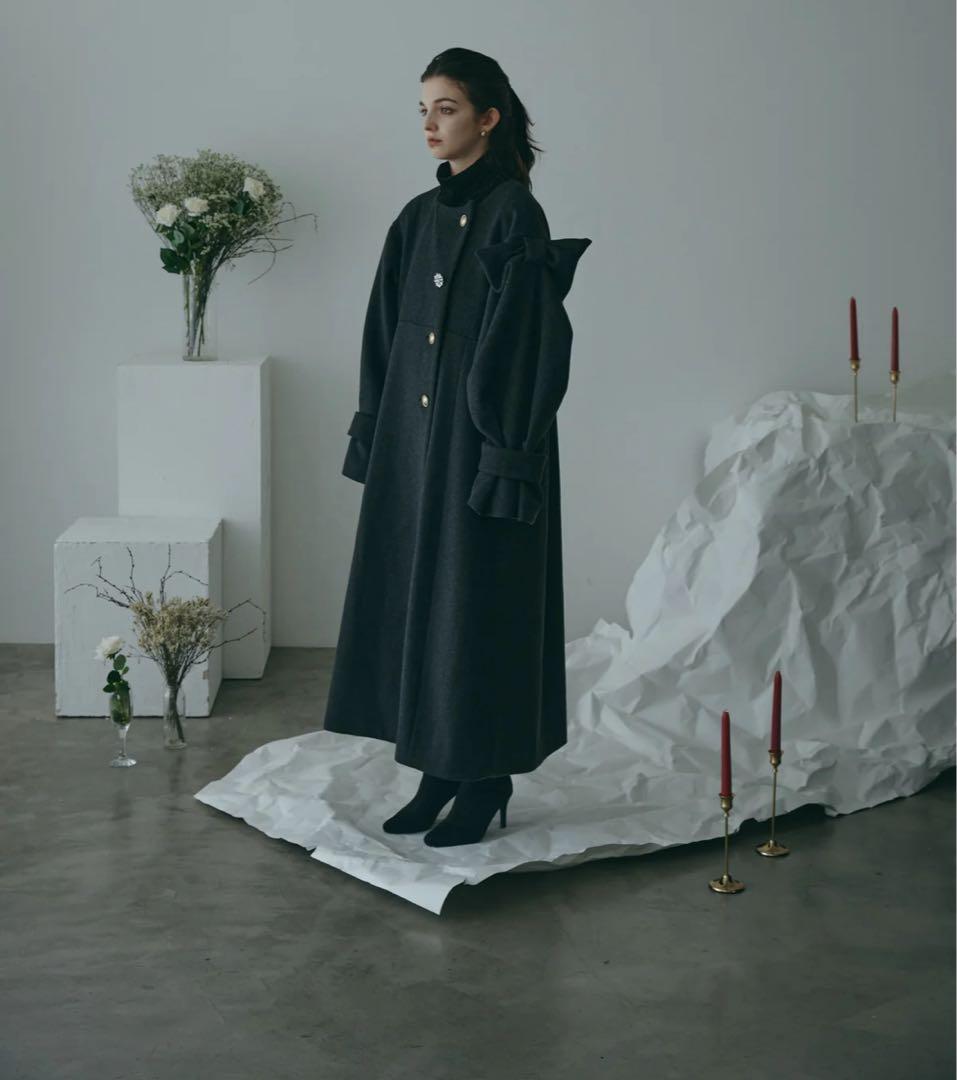 ecmile リボン コート グレー BIJOU RIBBON COAT