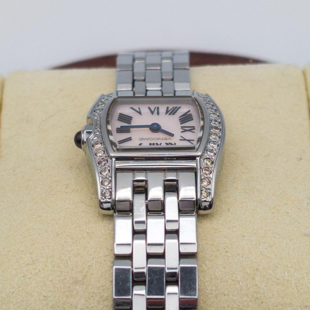 【美品/希少】ヴァンドーム青山 ダイヤ スクエア 腕時計 レディース クォーツ