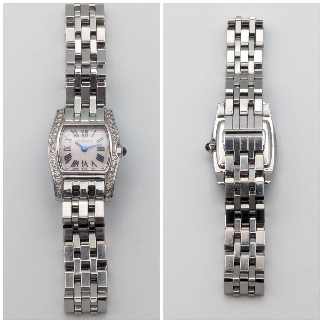 【美品/希少】ヴァンドーム青山 ダイヤ スクエア 腕時計 レディース クォーツ