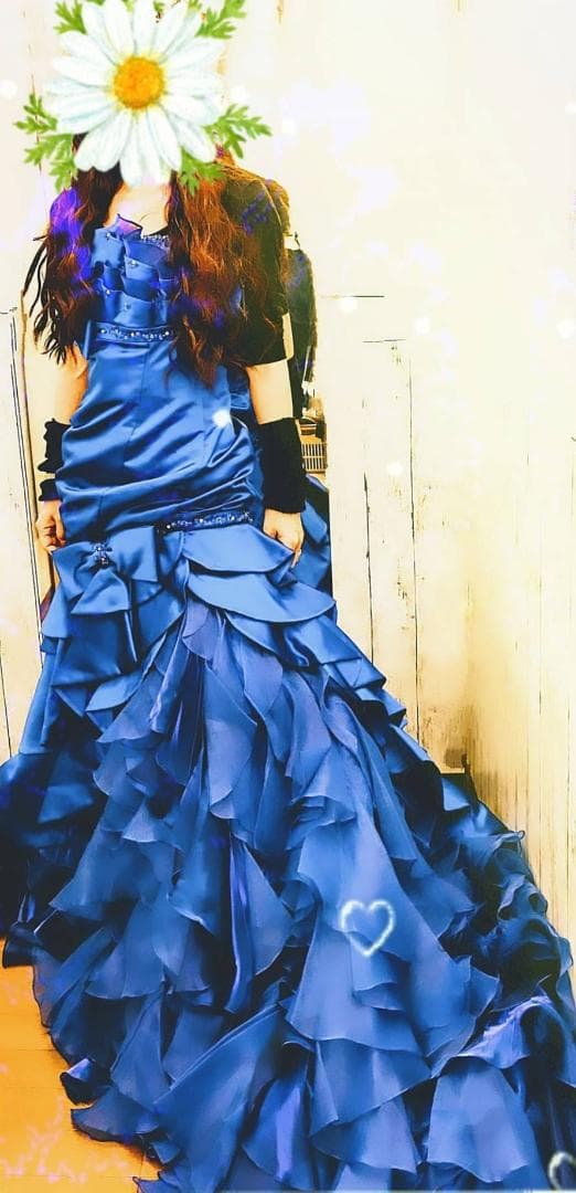 京都クラウディア　ドレス　ロイヤルブルー マーメイドライン フリル ゴージャス