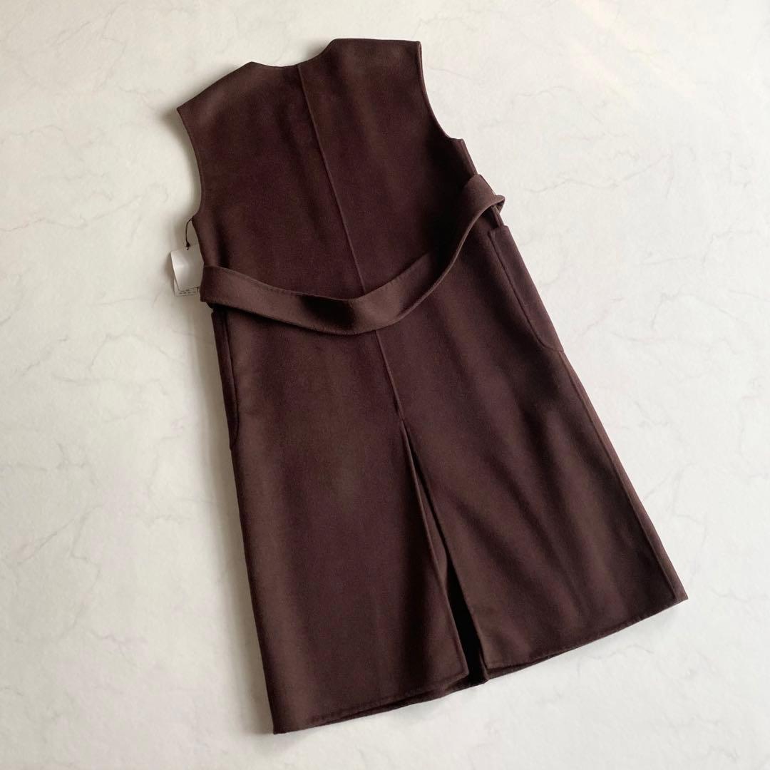 ESTNATION super140's リバー ノーカラー ベスト ブラウン