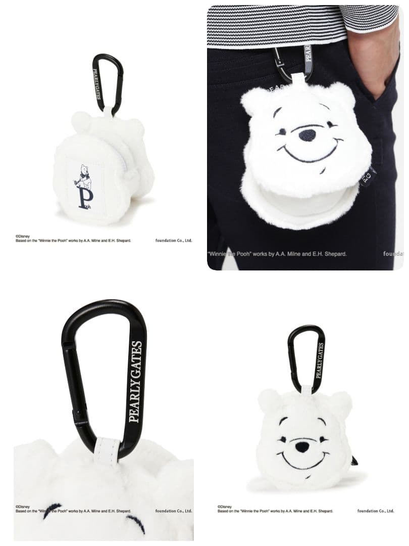 PEARLY GATES プーさん　ファー カートバッグ　ポーチ　3点セット▶️