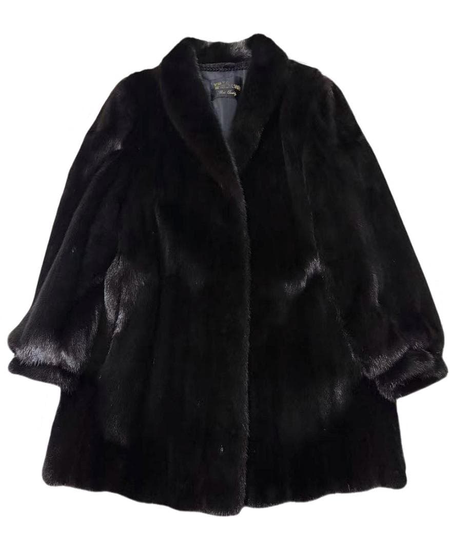 美品　ブラックジュエル　ミンクコート　毛皮　毛質艶やか　リアルファー　柔らか