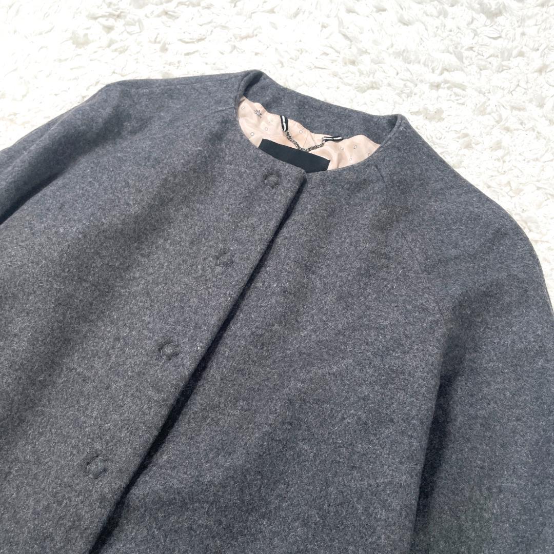 極美品✨ MAX&Co. マックスマーラ モヘヤ混 ノーカラーコート バイカラー