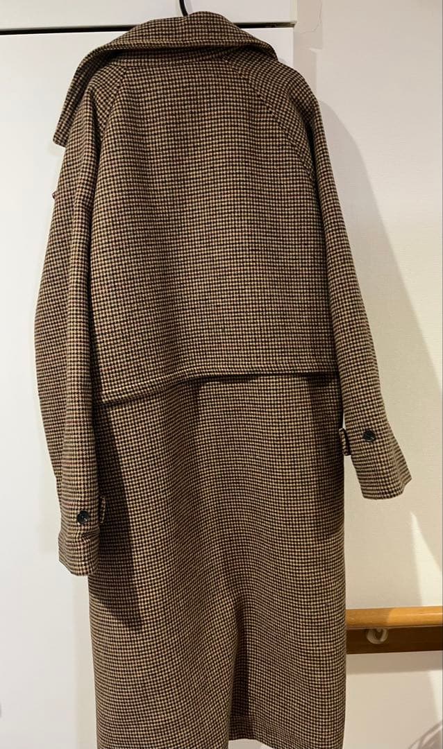 チェック柄 ダブルブレスト ロングコート Lサイズ