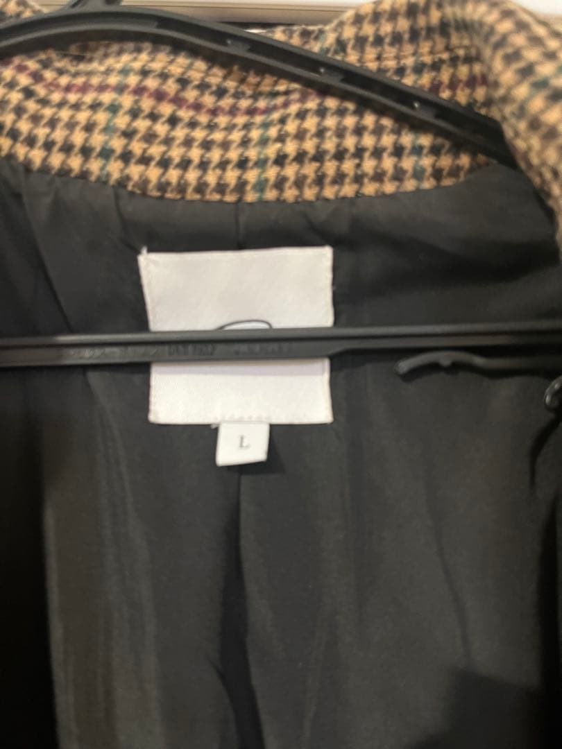 チェック柄 ダブルブレスト ロングコート Lサイズ