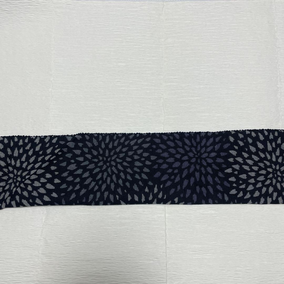 結城紬　八寸名古屋帯　紬マーク　証紙あり　菊