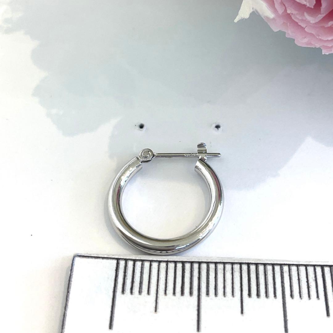 K14WG(ホワイトゴールド)パイプフープ2 × 15片方ピアス新品