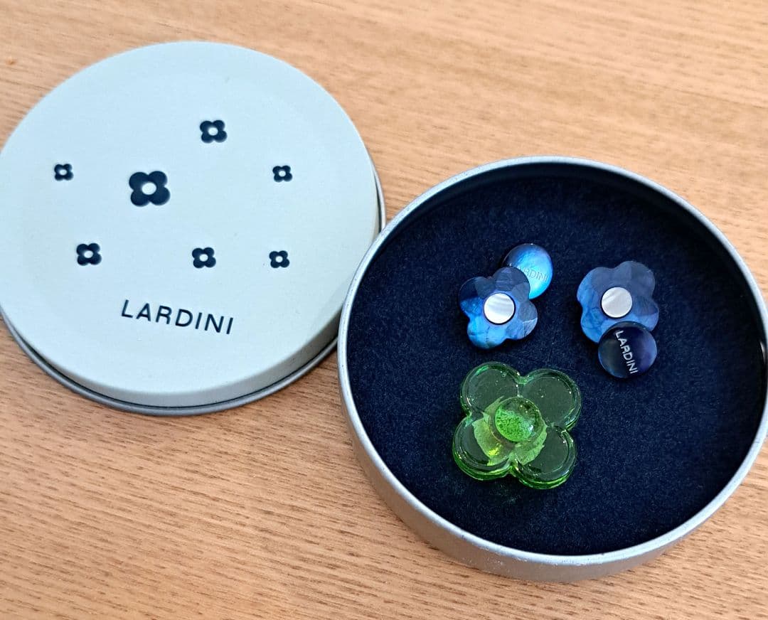 LARDINI カフス 白蝶貝+ブートニエールベネチアンガラスセット