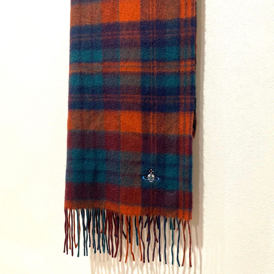 新品　vivienne westwood マフラー　チェック　カシミヤ100%