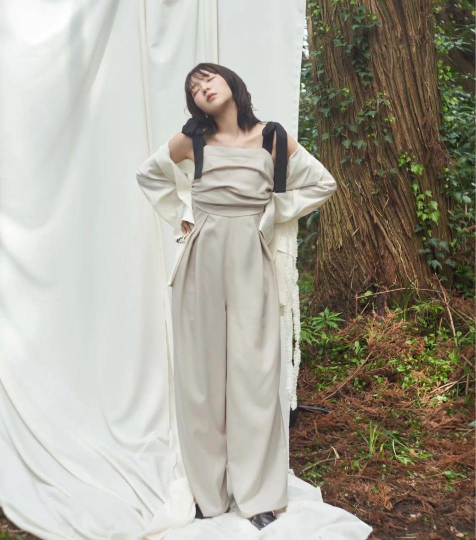 Andequal リボンショルダーコンビネゾン