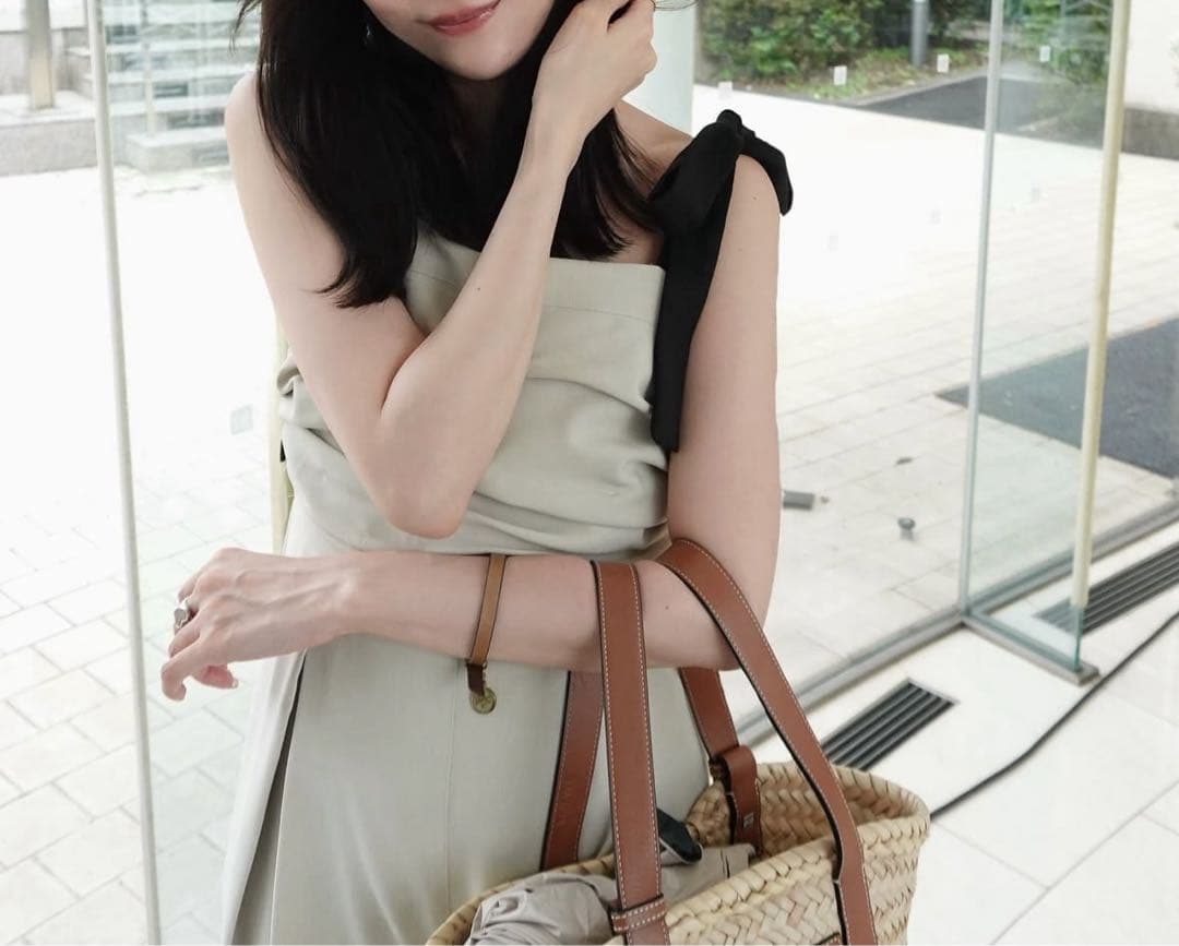 Andequal リボンショルダーコンビネゾン