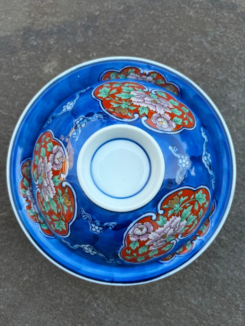 有田焼　昭栄窯　古伊万里　蓋付き丼ぶり　5つセット　染付　金彩　染錦　アラ煮