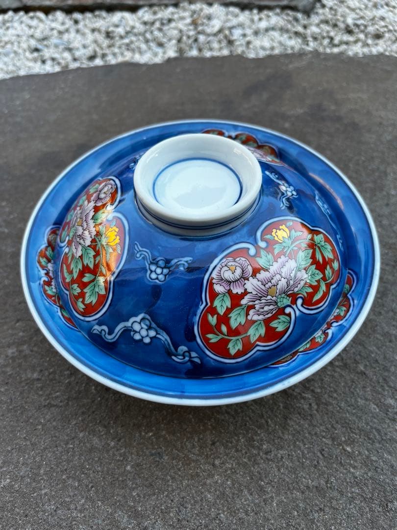 有田焼　昭栄窯　古伊万里　蓋付き丼ぶり　5つセット　染付　金彩　染錦　アラ煮