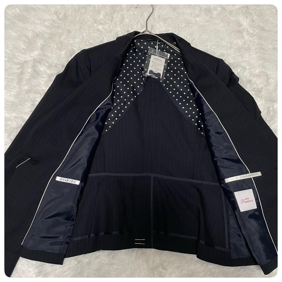 新品タグ付【n♥line 】佐々木希 セットアップ シルク混13〜15ストライプ