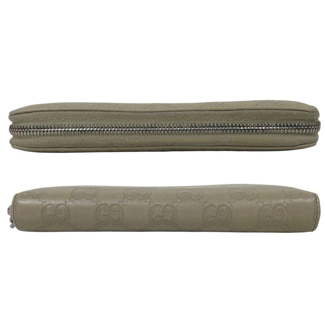 グッチ　長財布　インターロッキング　GGロゴ シマレザー　総柄　エンボス　レザー