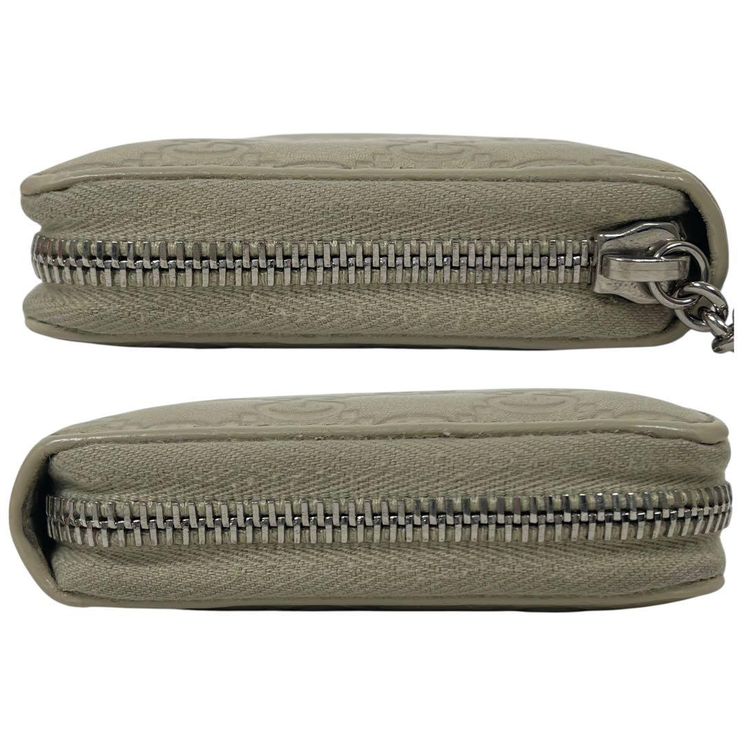 グッチ　長財布　インターロッキング　GGロゴ シマレザー　総柄　エンボス　レザー