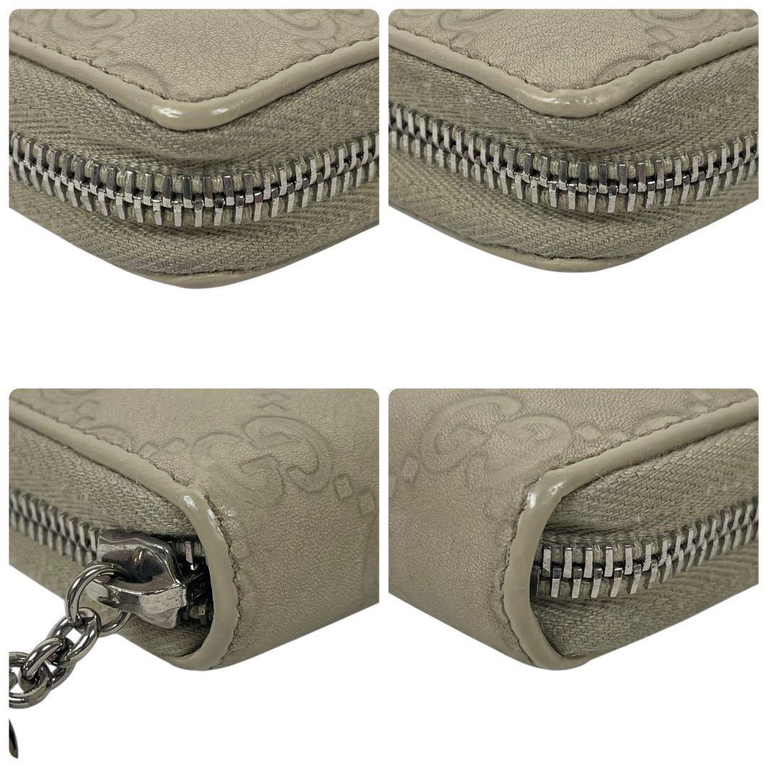 グッチ　長財布　インターロッキング　GGロゴ シマレザー　総柄　エンボス　レザー