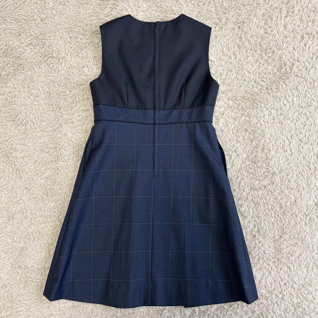 美品 マムエモア 切り替えジャンパースカート ノースリーブワンピース 紺 120