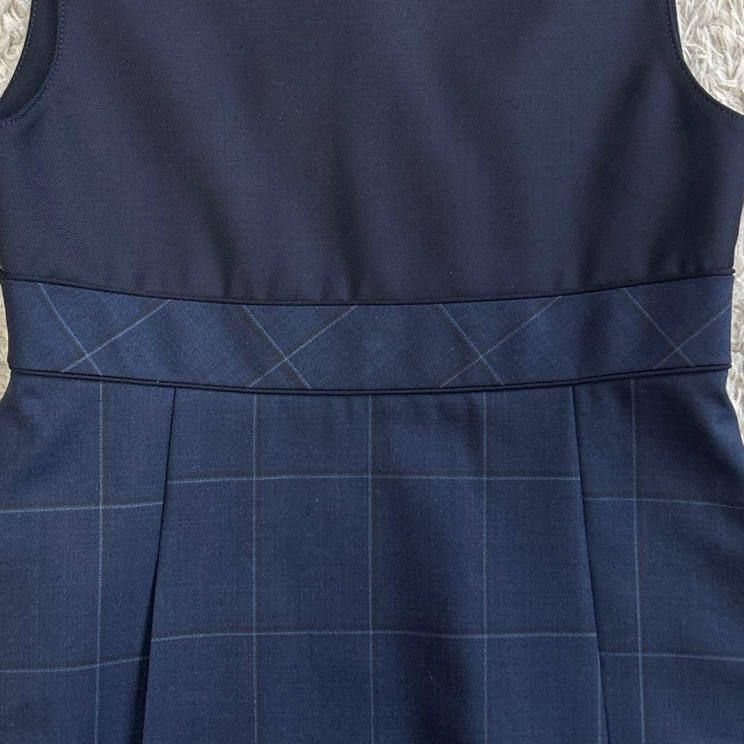 美品 マムエモア 切り替えジャンパースカート ノースリーブワンピース 紺 120