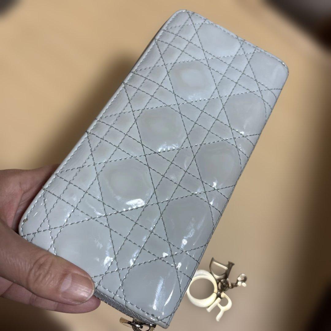 Dior ディオール　 パテントレザー 長財布　水色