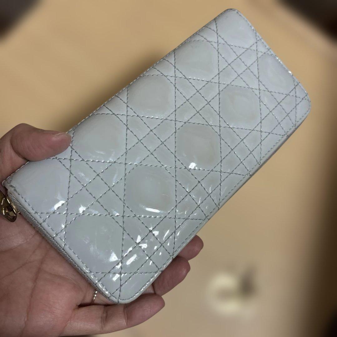 Dior ディオール　 パテントレザー 長財布　水色