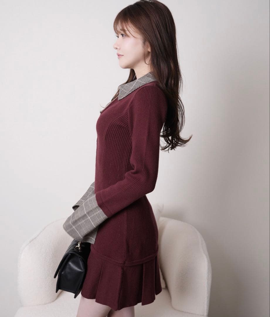 フロントZIPニットプリーツワンピース LIP SERVICE